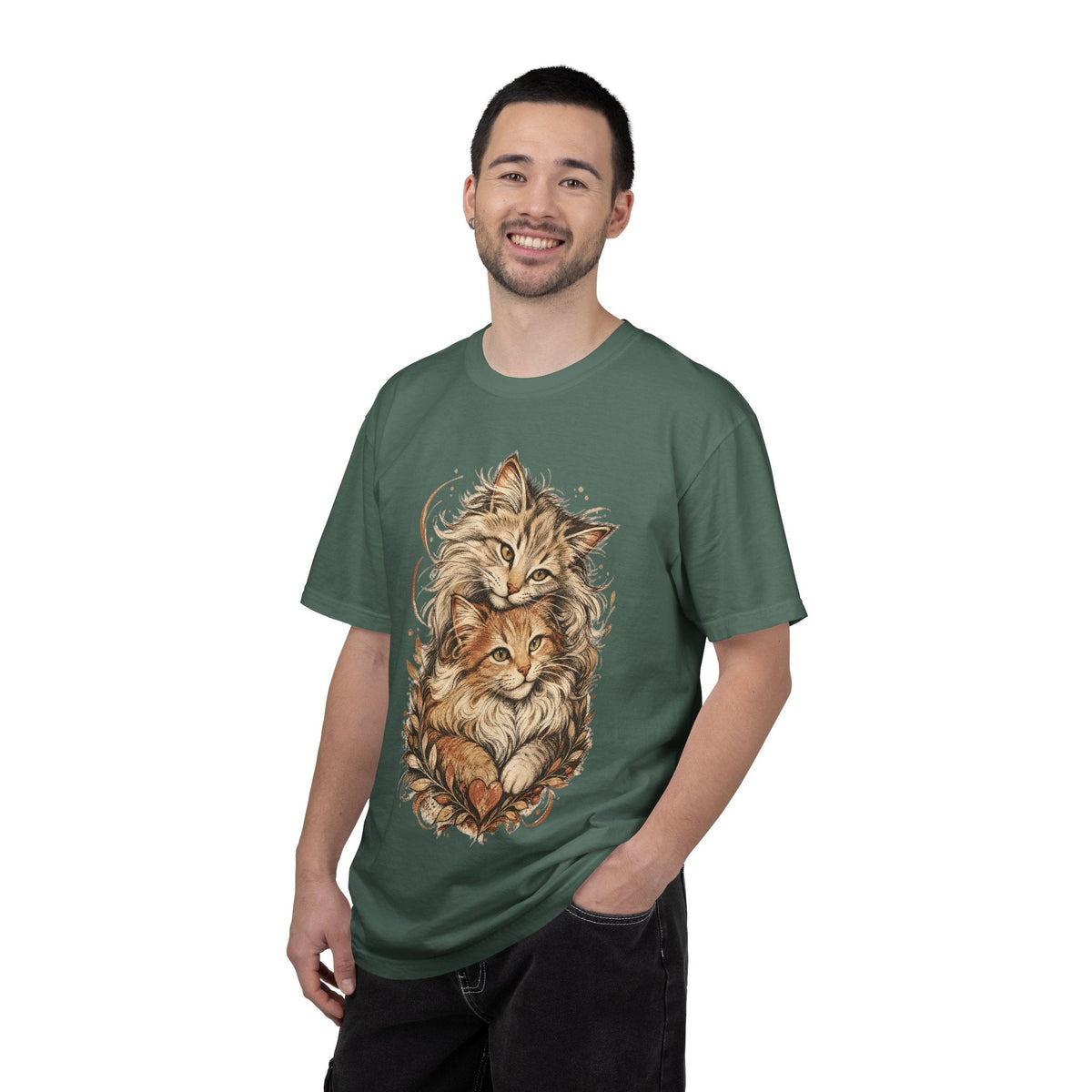 Cat Lovers Vintage Art T-Shirt — Cozy Fluffy Cats Illustration