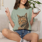 Cat Portrait T-Shirt — Realistic Tabby Illustration Tee