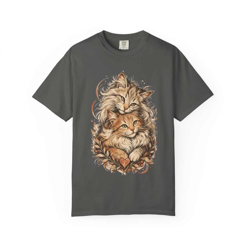 Cat Lovers Vintage Art T-Shirt — Cozy Fluffy Cats Illustration