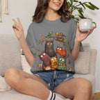 Cat Family Woodland Tee — Cute Autumn Cats Illustration T-Shirt