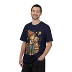 Autumn Kids & Puppy Graphic T-Shirt — Cozy Fall Cute Boy with Dog Design
