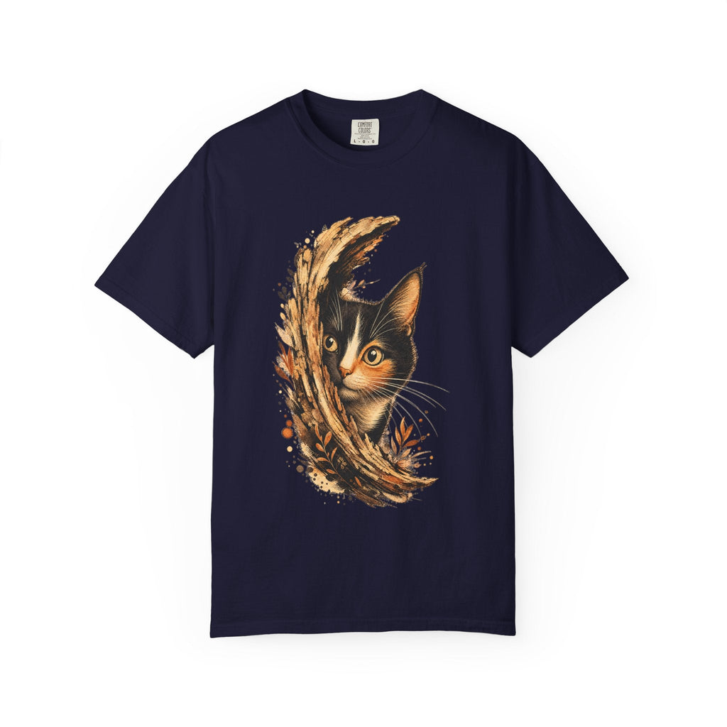 Cat Peek T-Shirt — Calico Cat Artistic Portrait Tee