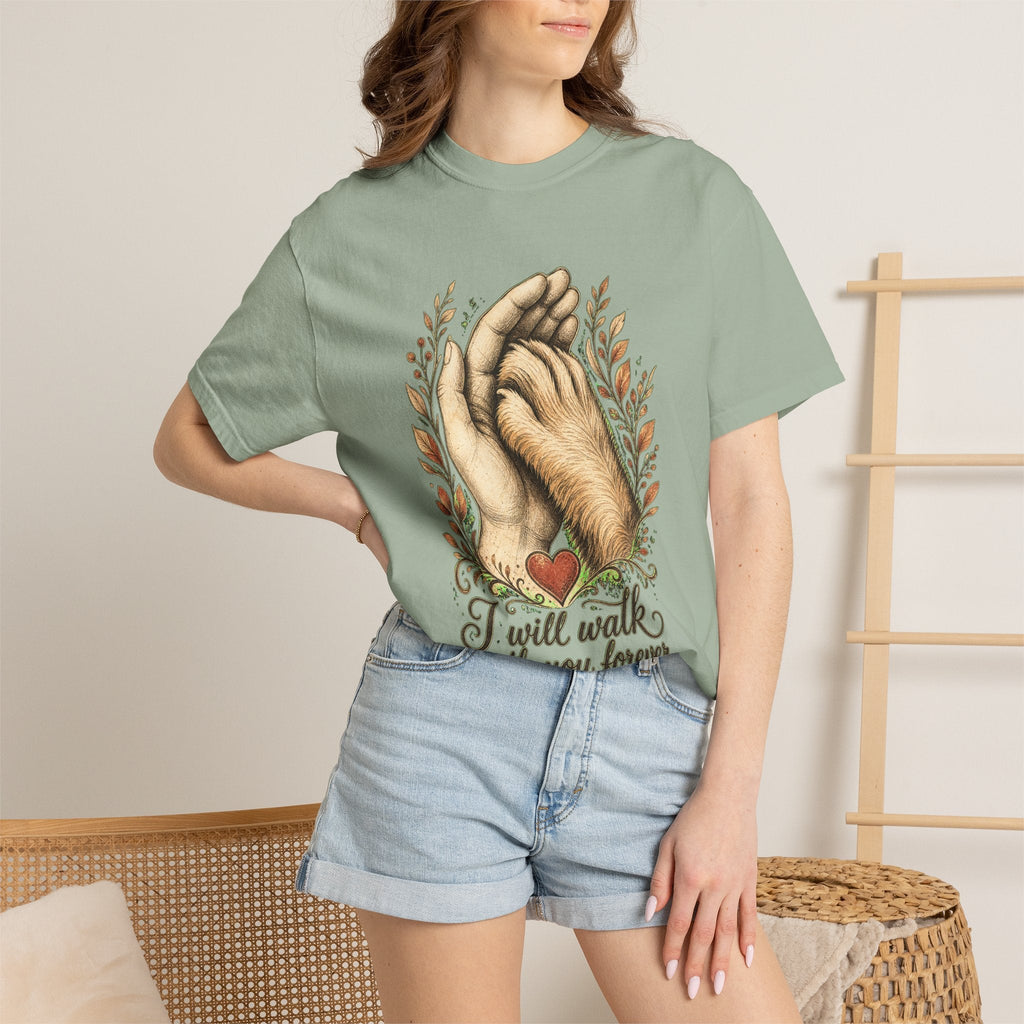 T-Shirt — "I Will Walk With You Forever" Hand-in-Paw Memorial Design