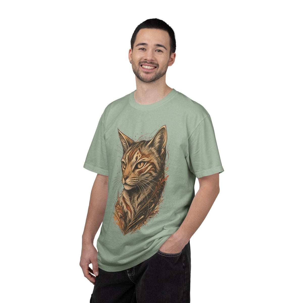 Cat Portrait T-Shirt — Realistic Tabby Illustration Tee
