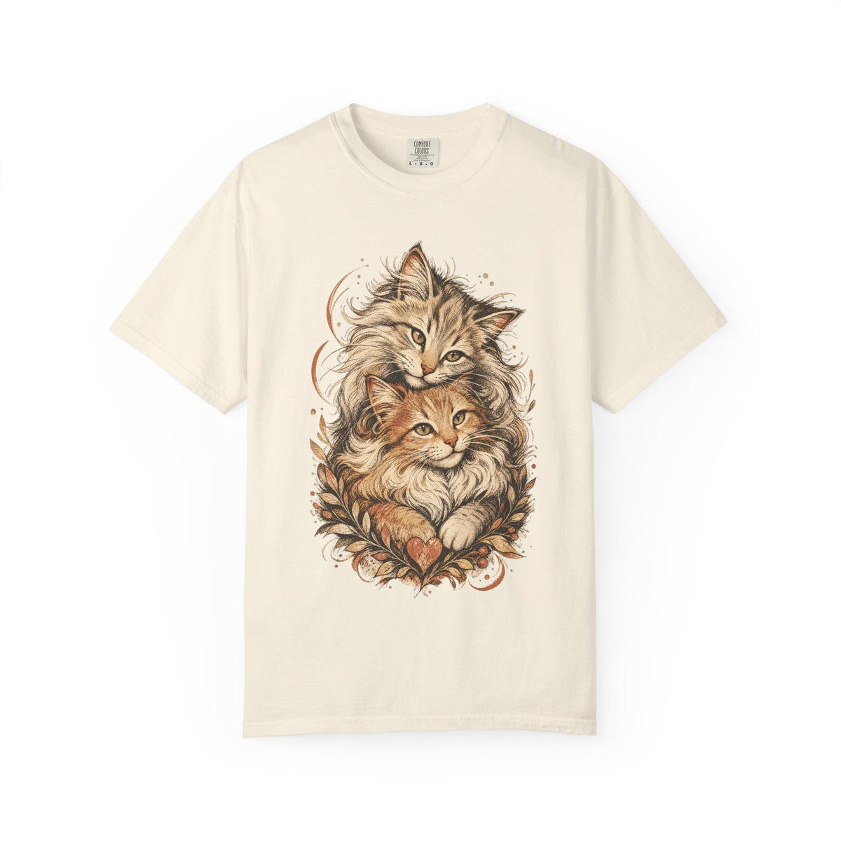 Cat Lovers Vintage Art T-Shirt — Cozy Fluffy Cats Illustration