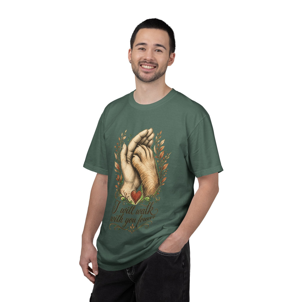 T-Shirt — "I Will Walk With You Forever" Hand-in-Paw Memorial Design