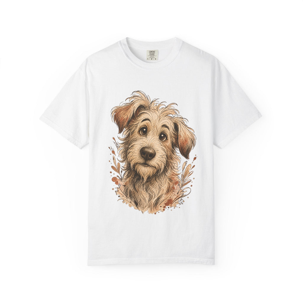 Happy Scruffy Dog T-Shirt — Cute Paw Print Portrait Tee