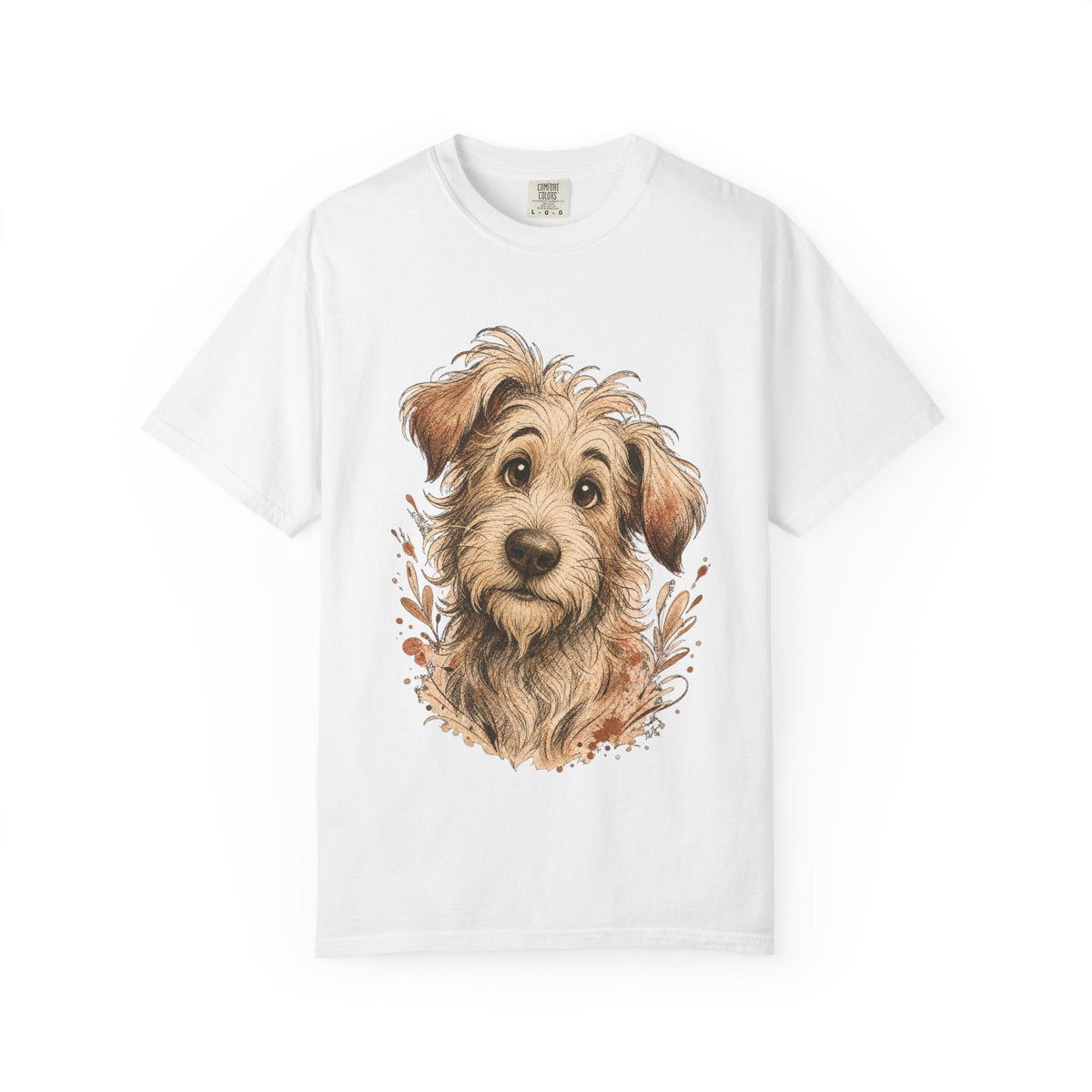 Happy Scruffy Dog T-Shirt — Cute Paw Print Portrait Tee