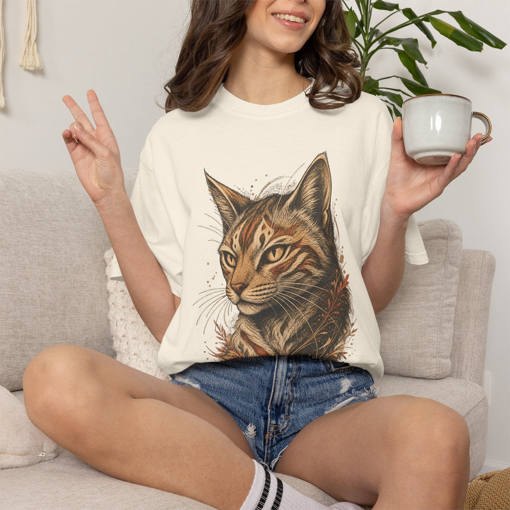 Cat Portrait T-Shirt — Realistic Tabby Illustration Tee