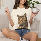 Cat Portrait T-Shirt — Realistic Tabby Illustration Tee