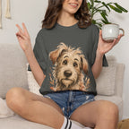Happy Scruffy Dog T-Shirt — Cute Paw Print Portrait Tee