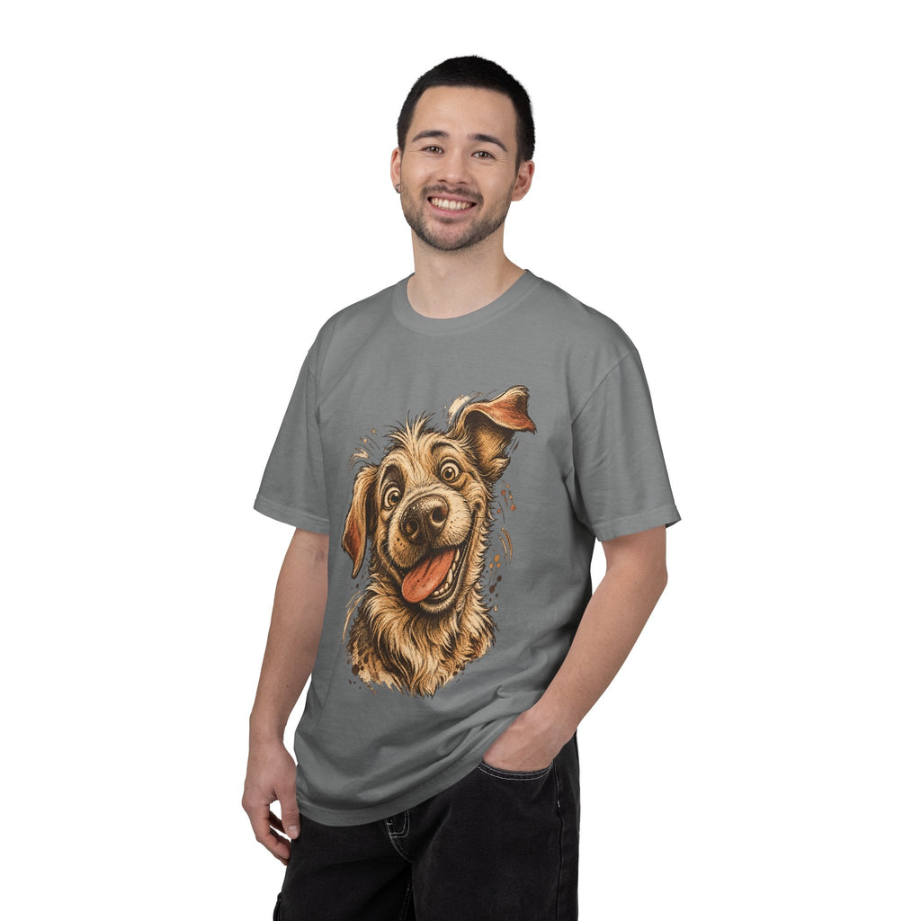 Happy Dog Portrait T-Shirt — Playful Paw Print Graphic Tee for Dog Lovers
