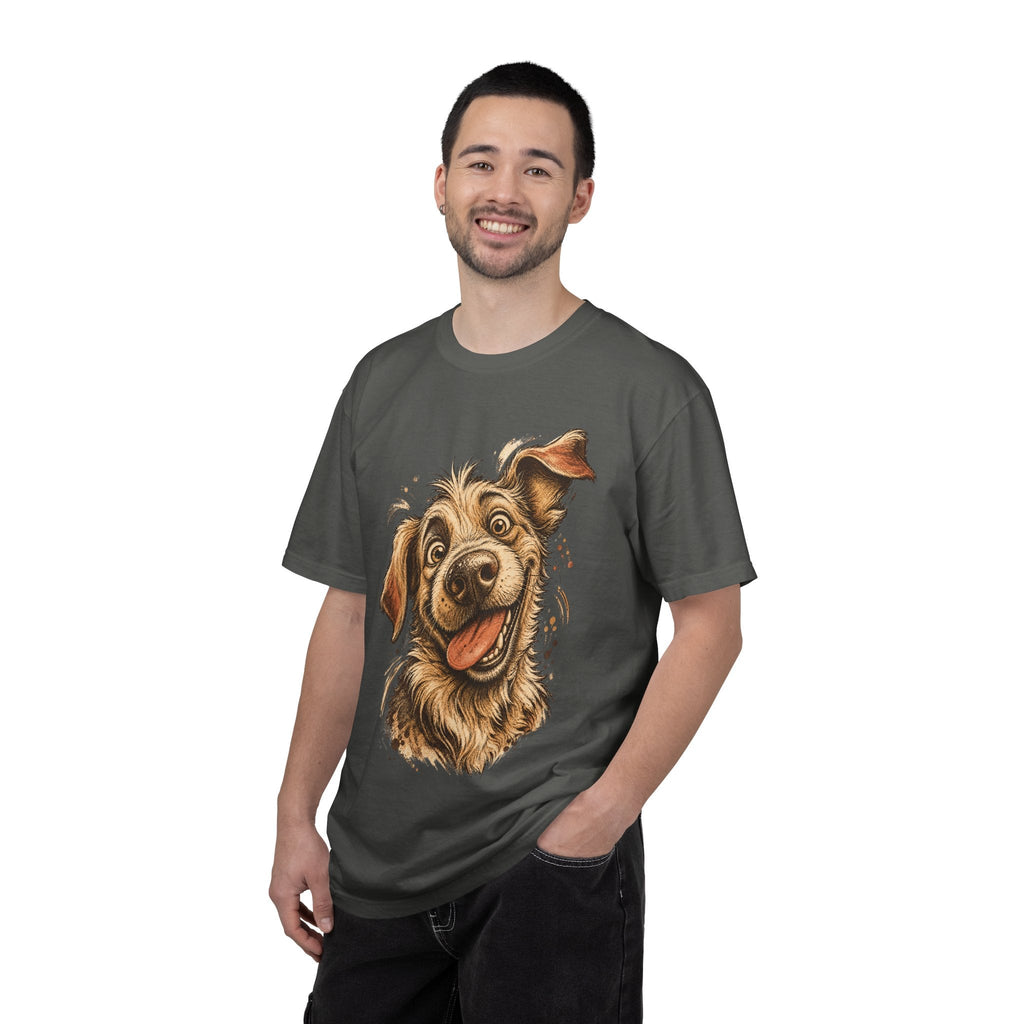 Happy Dog Portrait T-Shirt — Playful Paw Print Graphic Tee for Dog Lovers