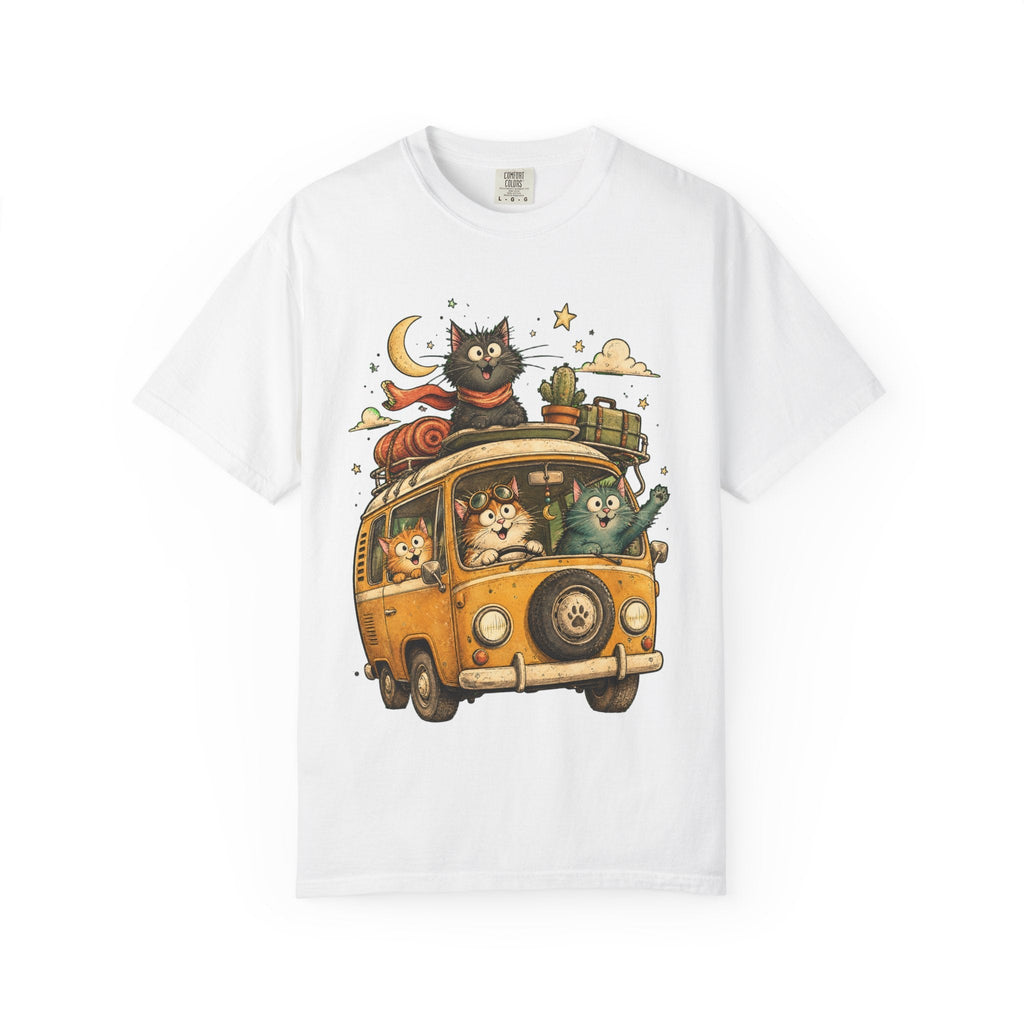 Cute Cats Road Trip T-Shirt — Vintage Camper Van Graphic