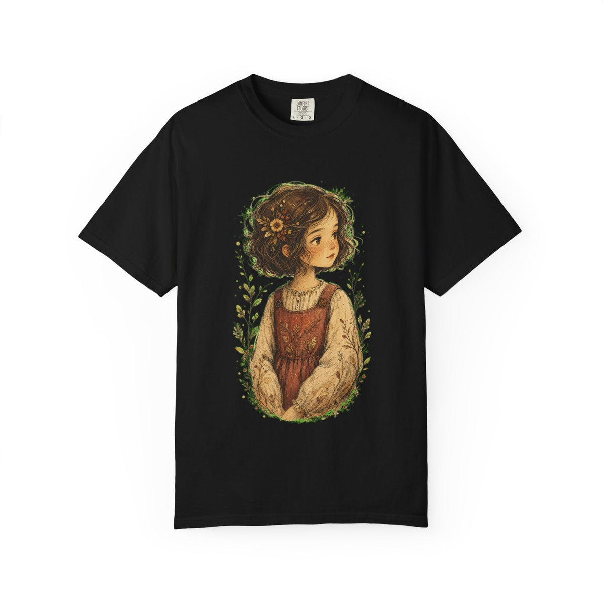 Vintage Cottagecore Girl Illustration T-Shirt