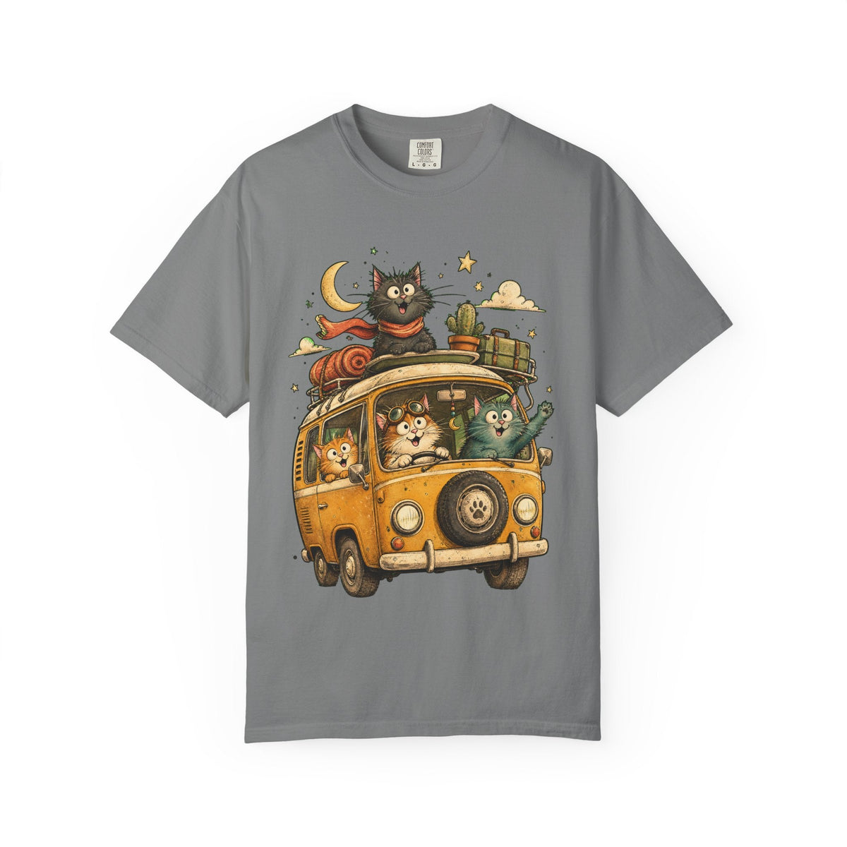 Cute Cats Road Trip T-Shirt — Vintage Camper Van Graphic