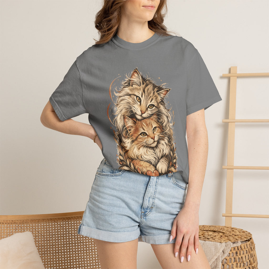 Cat Lovers Vintage Art T-Shirt — Cozy Fluffy Cats Illustration