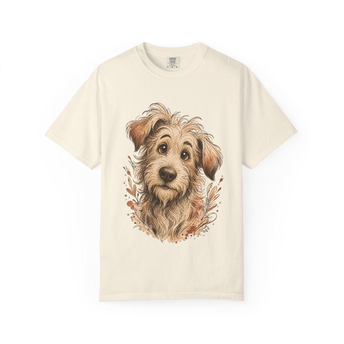 Happy Scruffy Dog T-Shirt — Cute Paw Print Portrait Tee