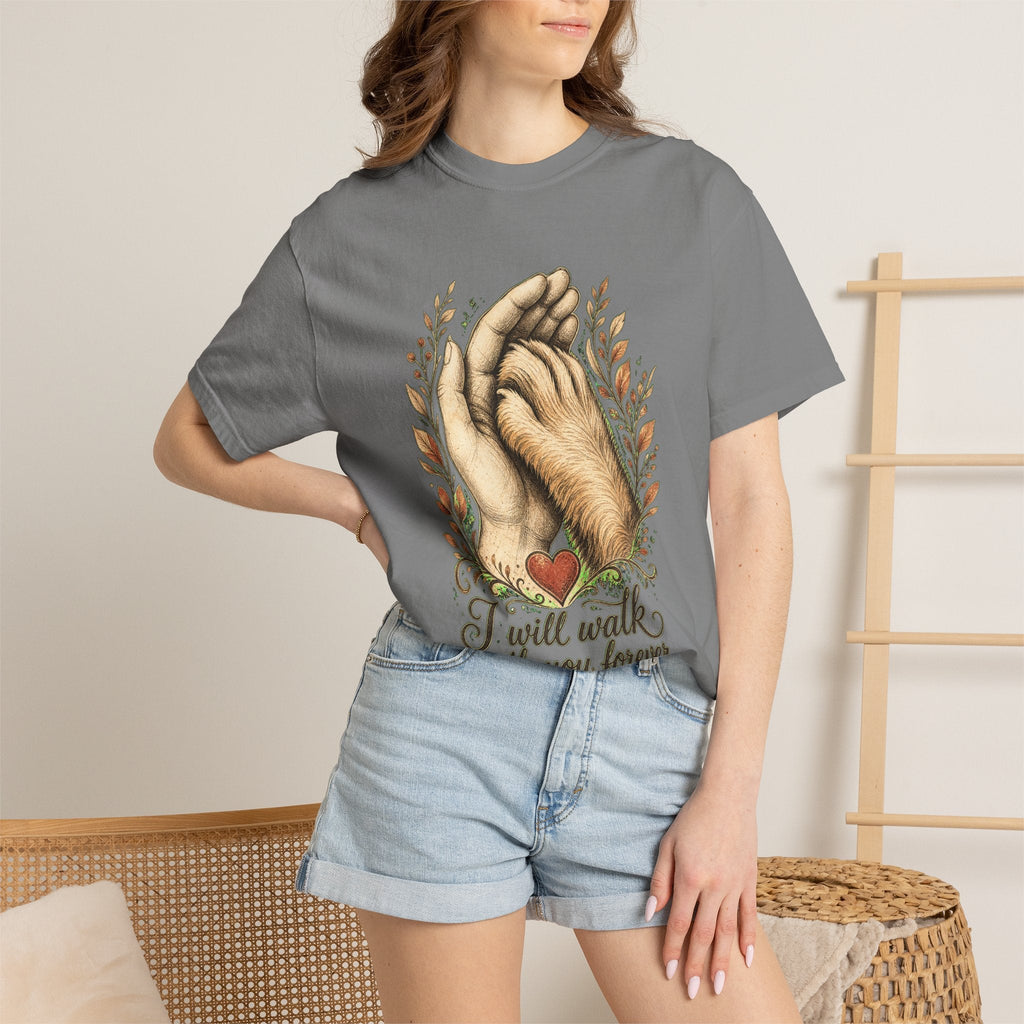T-Shirt — "I Will Walk With You Forever" Hand-in-Paw Memorial Design