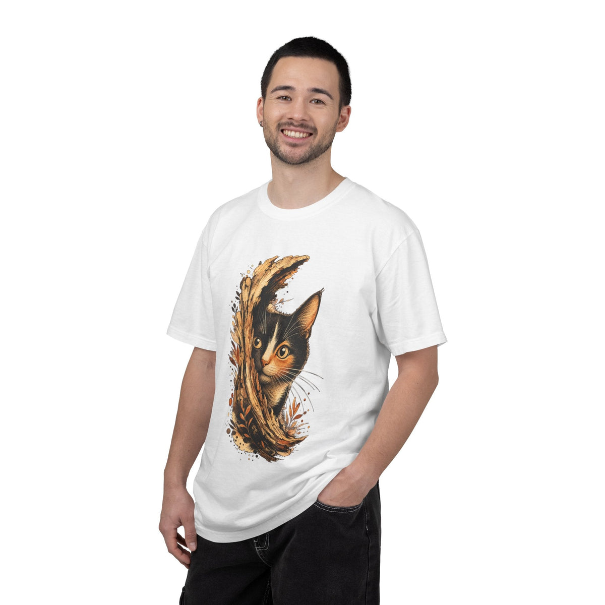 Cat Peek T-Shirt — Calico Cat Artistic Portrait Tee