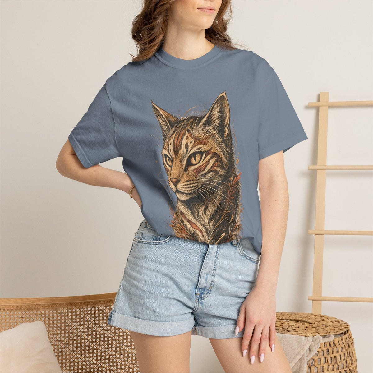 Cat Portrait T-Shirt — Realistic Tabby Illustration Tee
