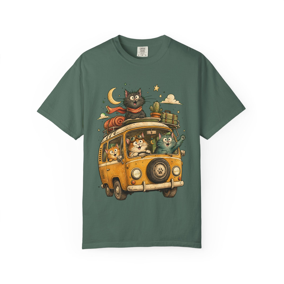 Cute Cats Road Trip T-Shirt — Vintage Camper Van Graphic