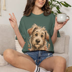Happy Scruffy Dog T-Shirt — Cute Paw Print Portrait Tee