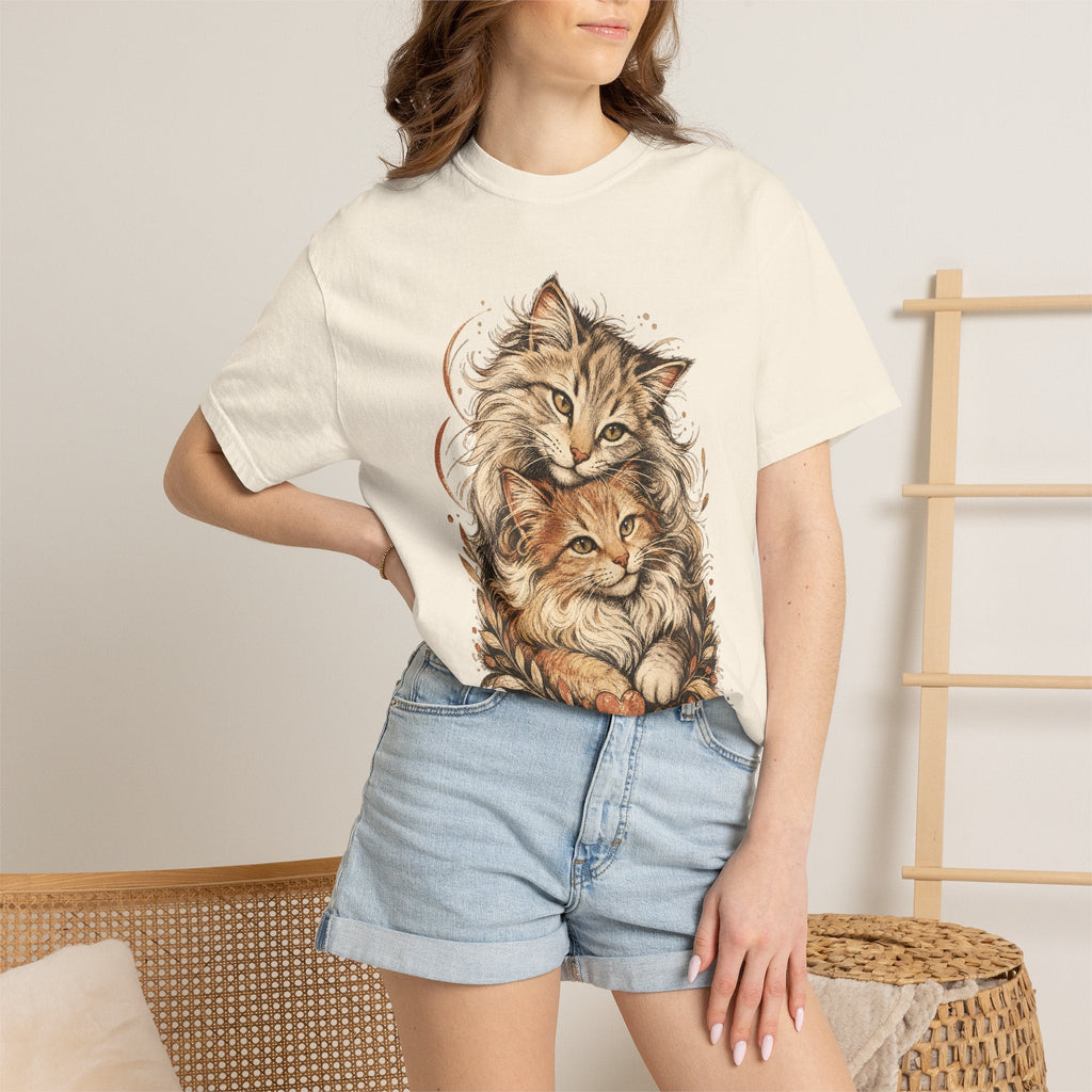 Cat Lovers Vintage Art T-Shirt — Cozy Fluffy Cats Illustration