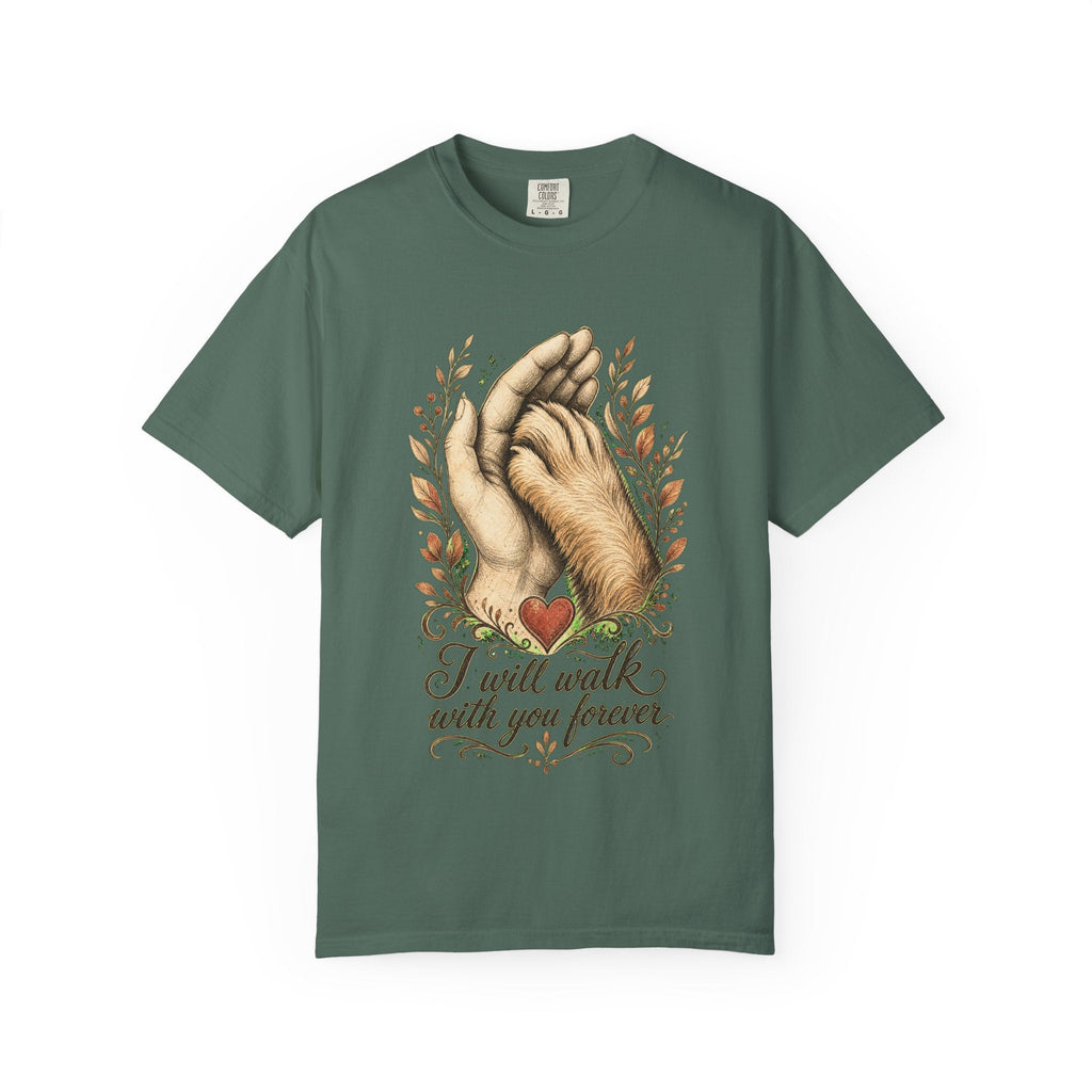 T-Shirt — "I Will Walk With You Forever" Hand-in-Paw Memorial Design