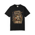 Cozy Cat Nook T-Shirt — Sleeping Cat with Tea & Lavender Graphic
