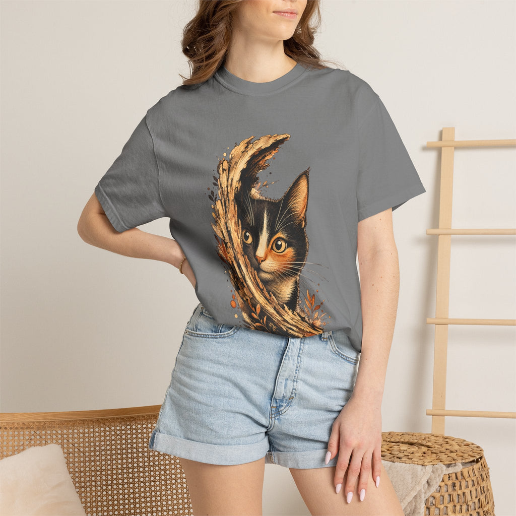 Cat Peek T-Shirt — Calico Cat Artistic Portrait Tee