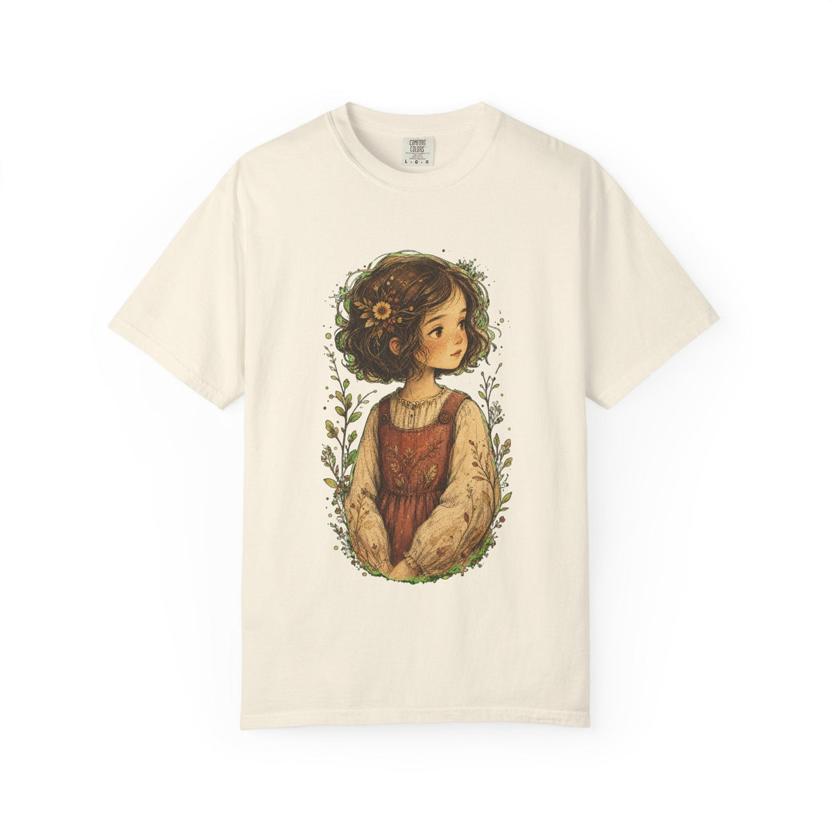 Vintage Cottagecore Girl Illustration T-Shirt
