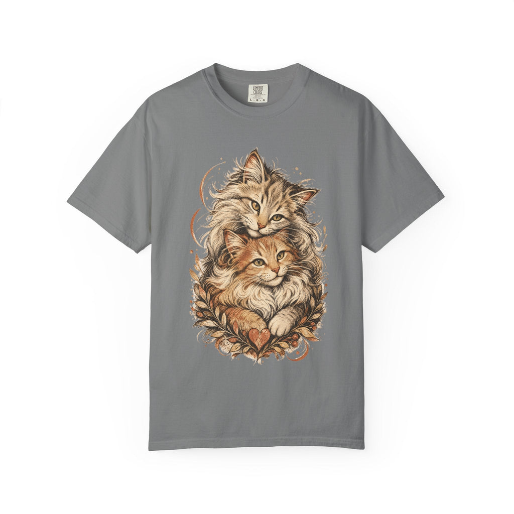 Cat Lovers Vintage Art T-Shirt — Cozy Fluffy Cats Illustration