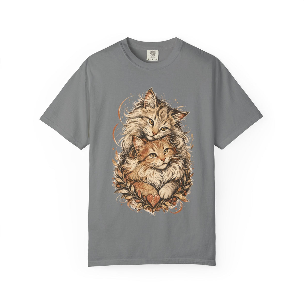 Cat Lovers Vintage Art T-Shirt — Cozy Fluffy Cats Illustration