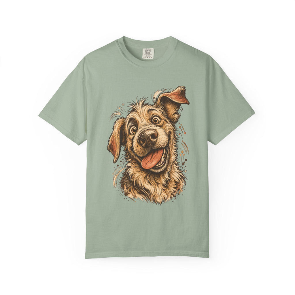 Happy Dog Portrait T-Shirt — Playful Paw Print Graphic Tee for Dog Lovers