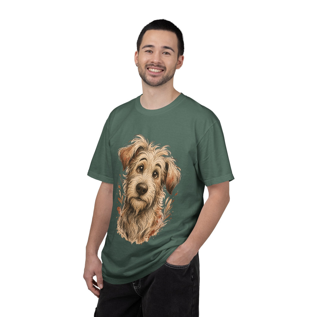 Happy Scruffy Dog T-Shirt — Cute Paw Print Portrait Tee