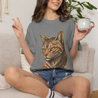 Cat Portrait T-Shirt — Realistic Tabby Illustration Tee