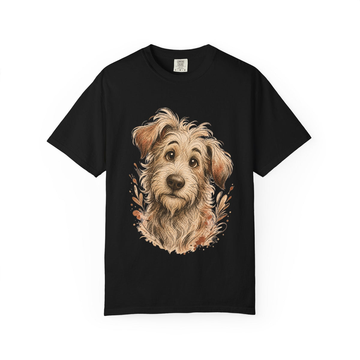 Happy Scruffy Dog T-Shirt — Cute Paw Print Portrait Tee