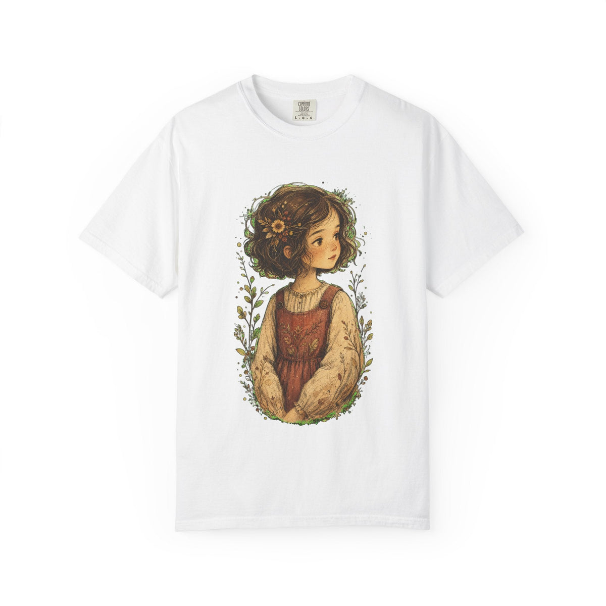 Vintage Cottagecore Girl Illustration T-Shirt