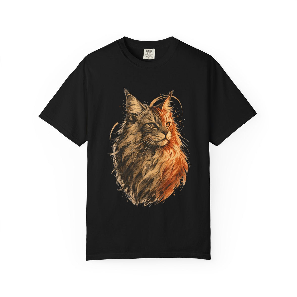 Majestic Maine Coon Cat T-Shirt — Artistic Portrait Tee for Cat Lovers