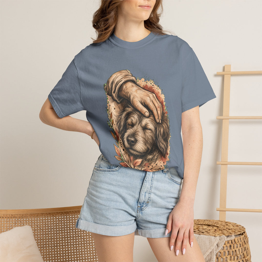 T-Shirt — Gentle Petting Rescue Dog Portrait Tee