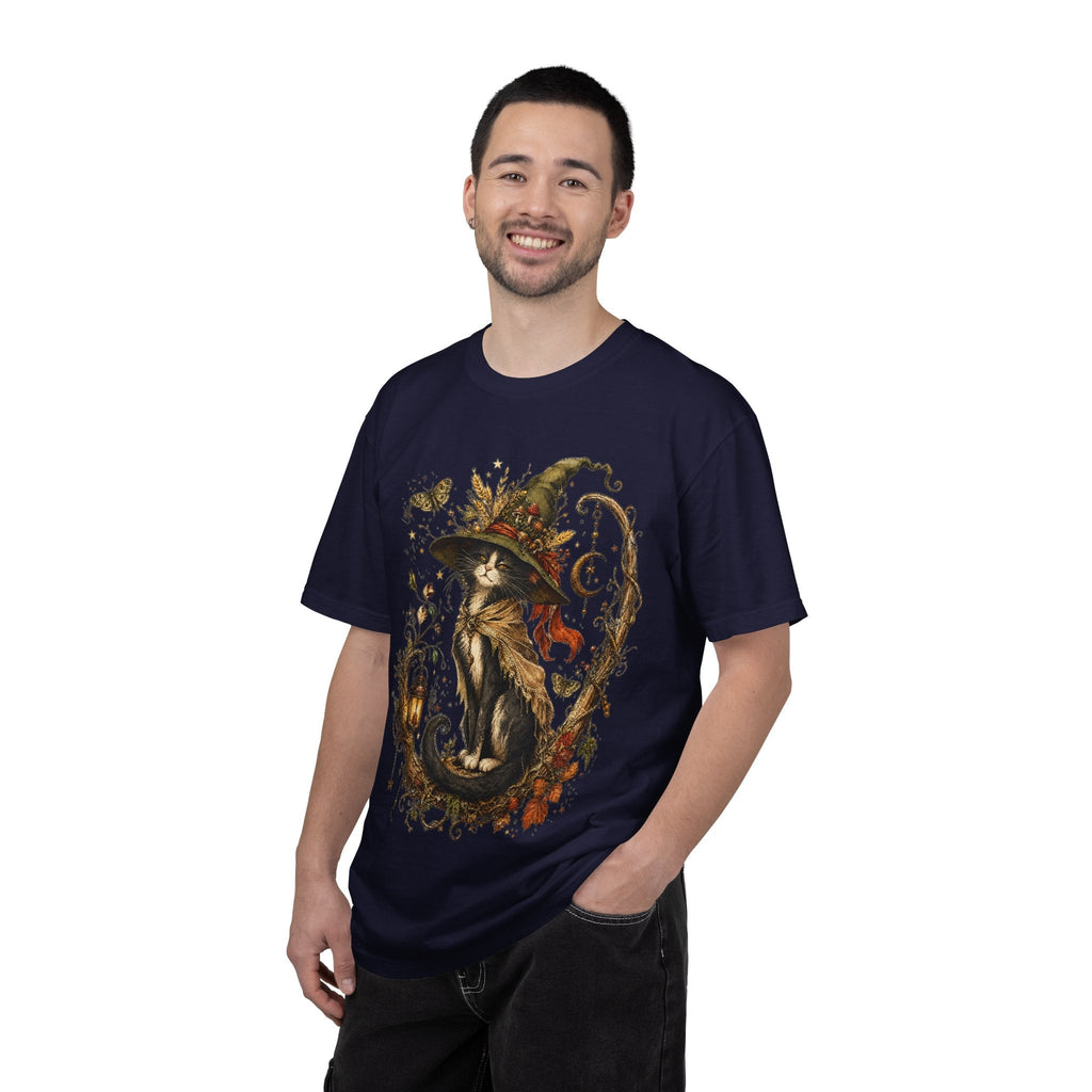 Witch Cat T‑Shirt — Autumn Witch Hat Cat Illustration