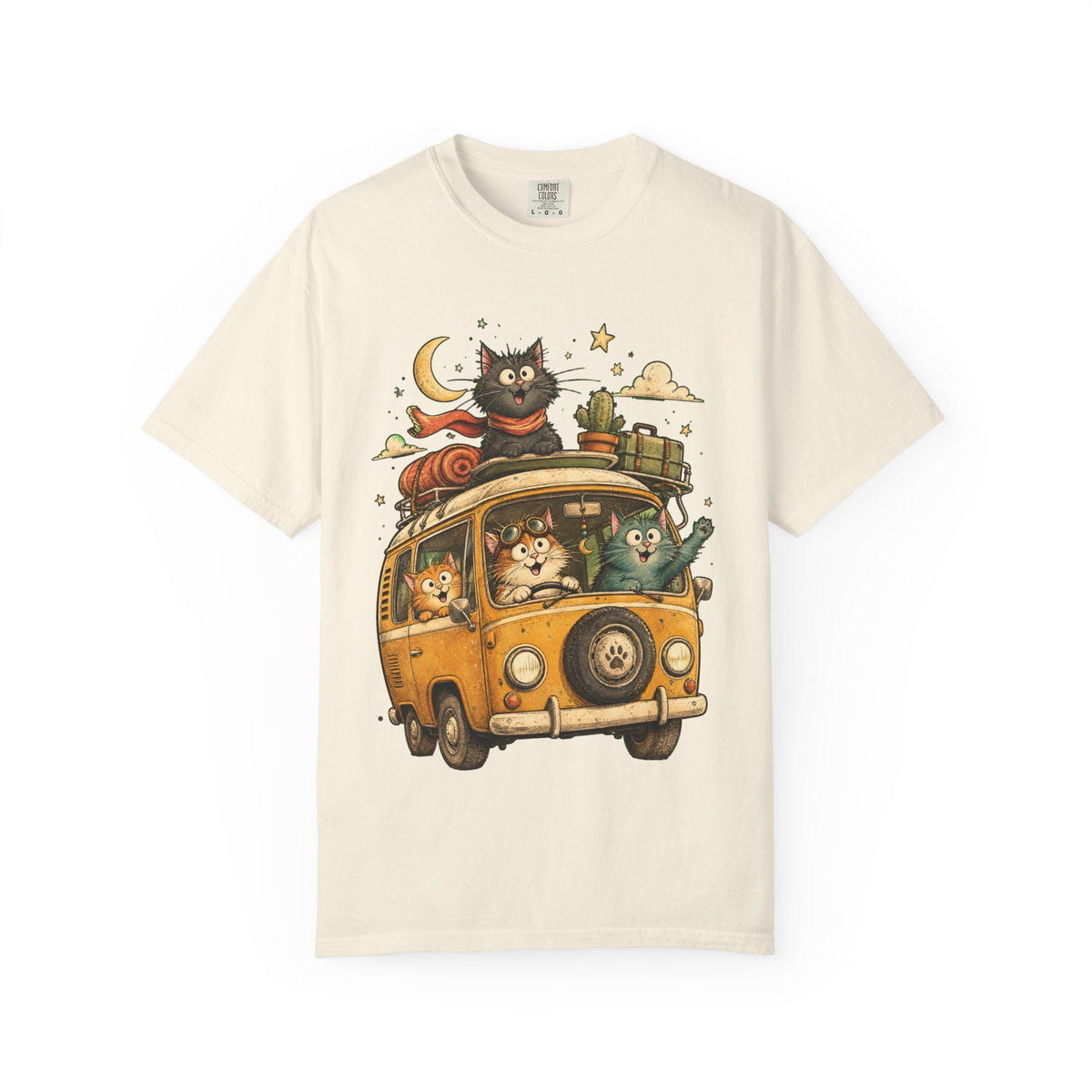 Cute Cats Road Trip T-Shirt — Vintage Camper Van Graphic