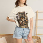 Cozy Cat Nook T-Shirt — Sleeping Cat with Tea & Lavender Graphic