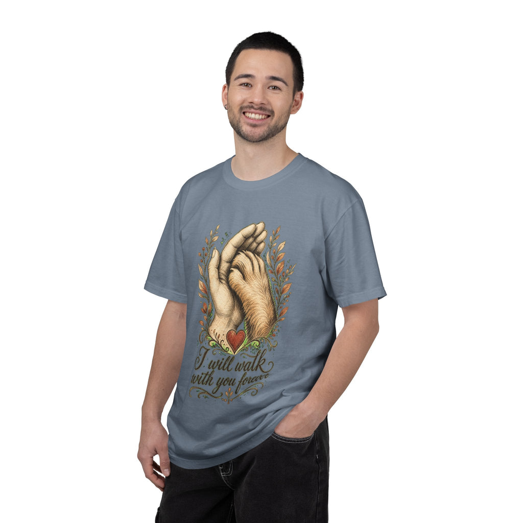 T-Shirt — "I Will Walk With You Forever" Hand-in-Paw Memorial Design