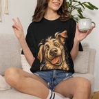 Happy Dog Portrait T-Shirt — Playful Paw Print Graphic Tee for Dog Lovers