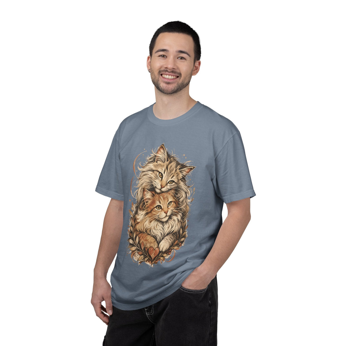 Cat Lovers Vintage Art T-Shirt — Cozy Fluffy Cats Illustration