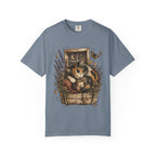 Cozy Cat Nook T-Shirt — Sleeping Cat with Tea & Lavender Graphic