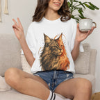 Majestic Maine Coon Cat T-Shirt — Artistic Portrait Tee for Cat Lovers