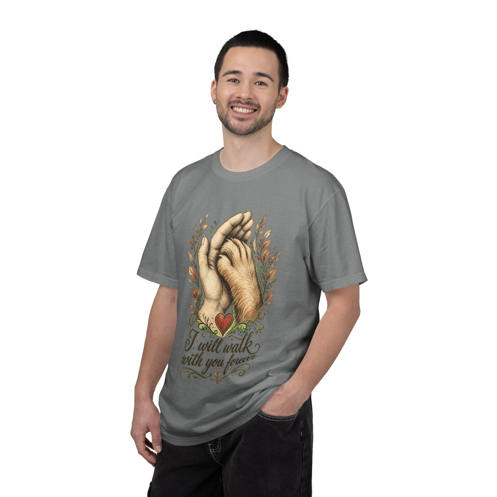 T-Shirt — "I Will Walk With You Forever" Hand-in-Paw Memorial Design